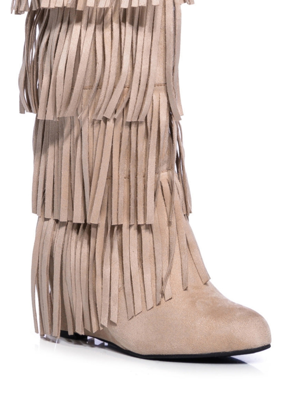 AKIRA | Dixie Fringe Fold Over Boot In Khaki - Picture 5 of 5